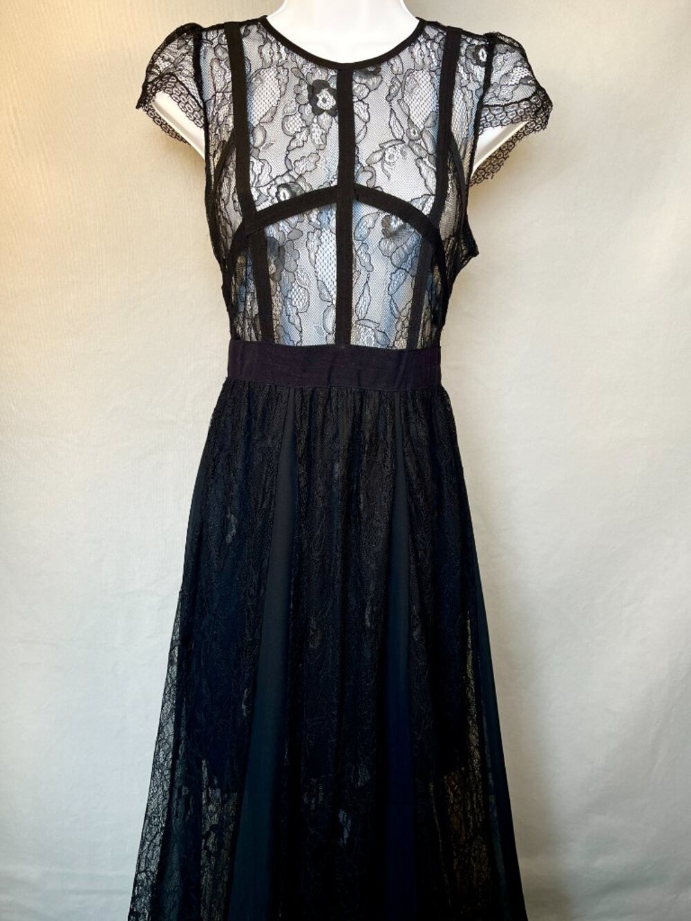 Vintage Black Lace Maxi Dress Small Sheer by J.D. Luxe Whimsigoth Witchy Gothic - Picture 4 of 13
